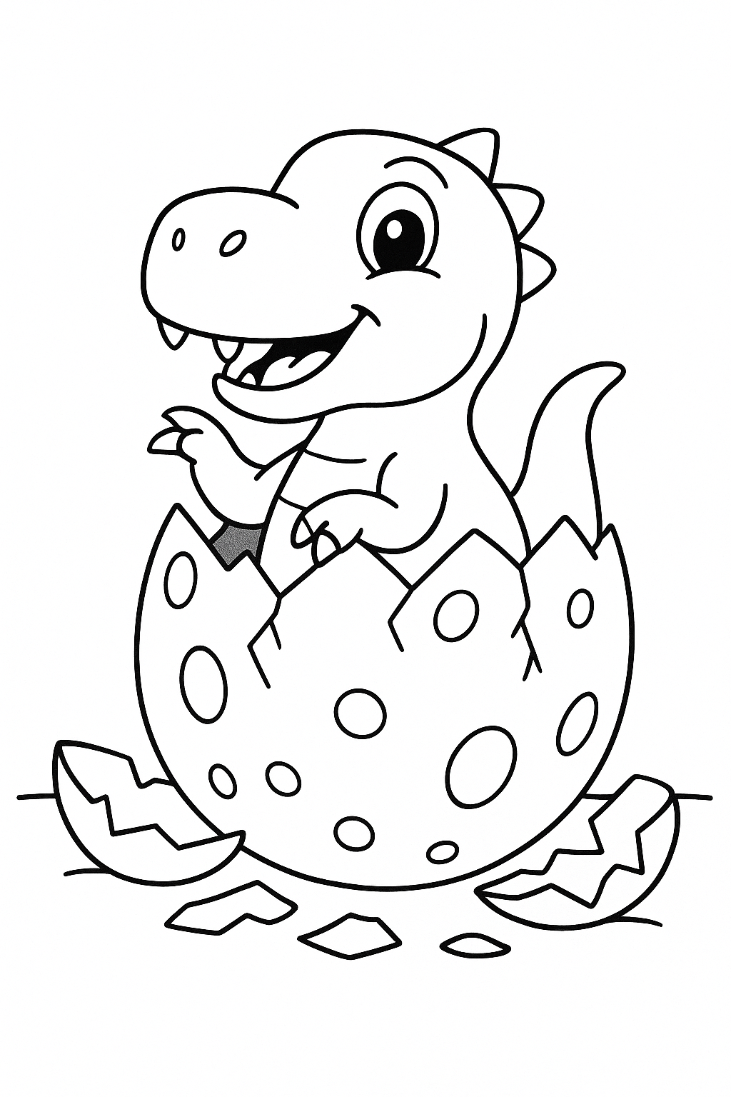 Baby T-Rex Hatching from Egg - Free Dinosaur Coloring Page