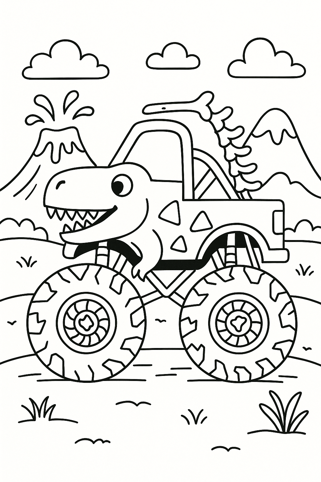 Dinosaur Monster Truck Coloring Pages | Exciting Fun for Kids