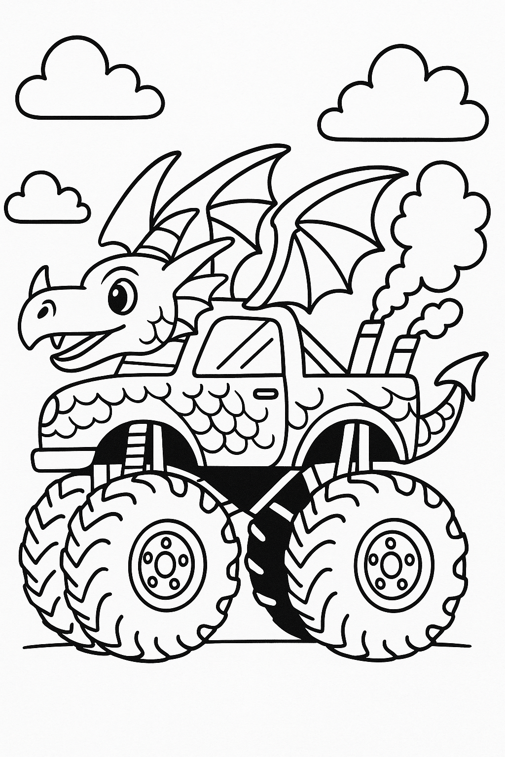 Dragon Monster Truck Coloring Pages - Fun Learning for Kids