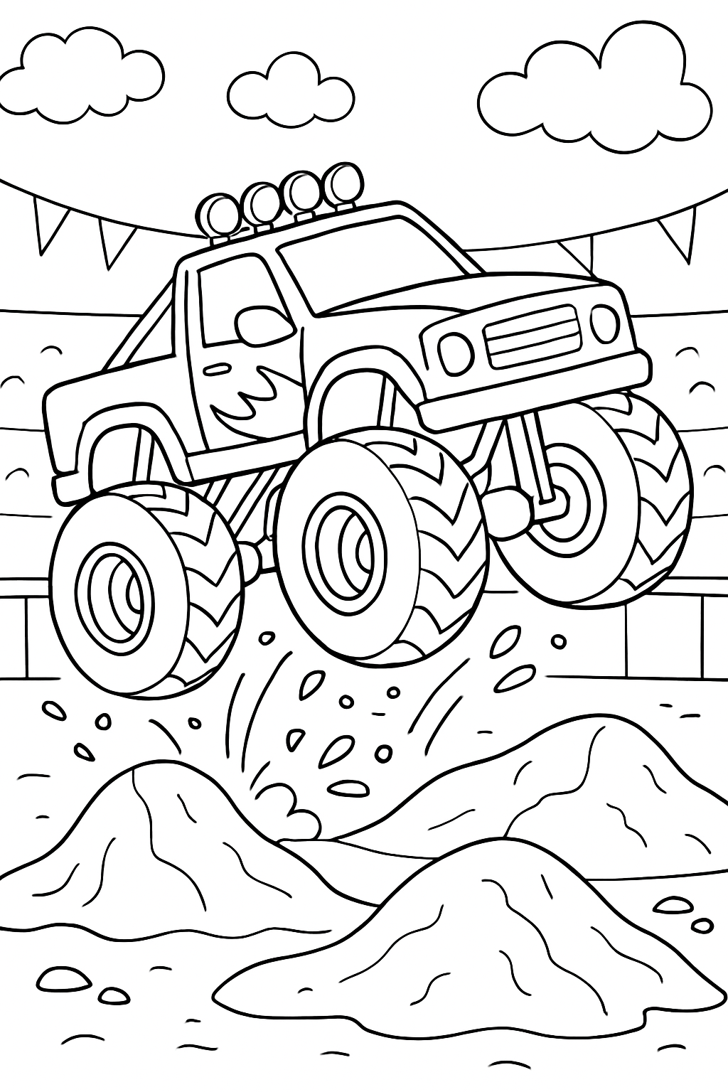 Free Monster Truck Coloring Pages for Kids | Age 3-8