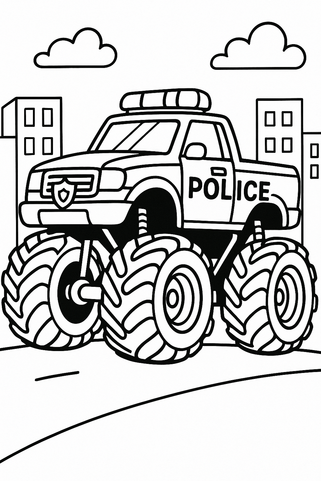 Free Police Monster Truck Coloring Pages - Perfect for Kids 3-8