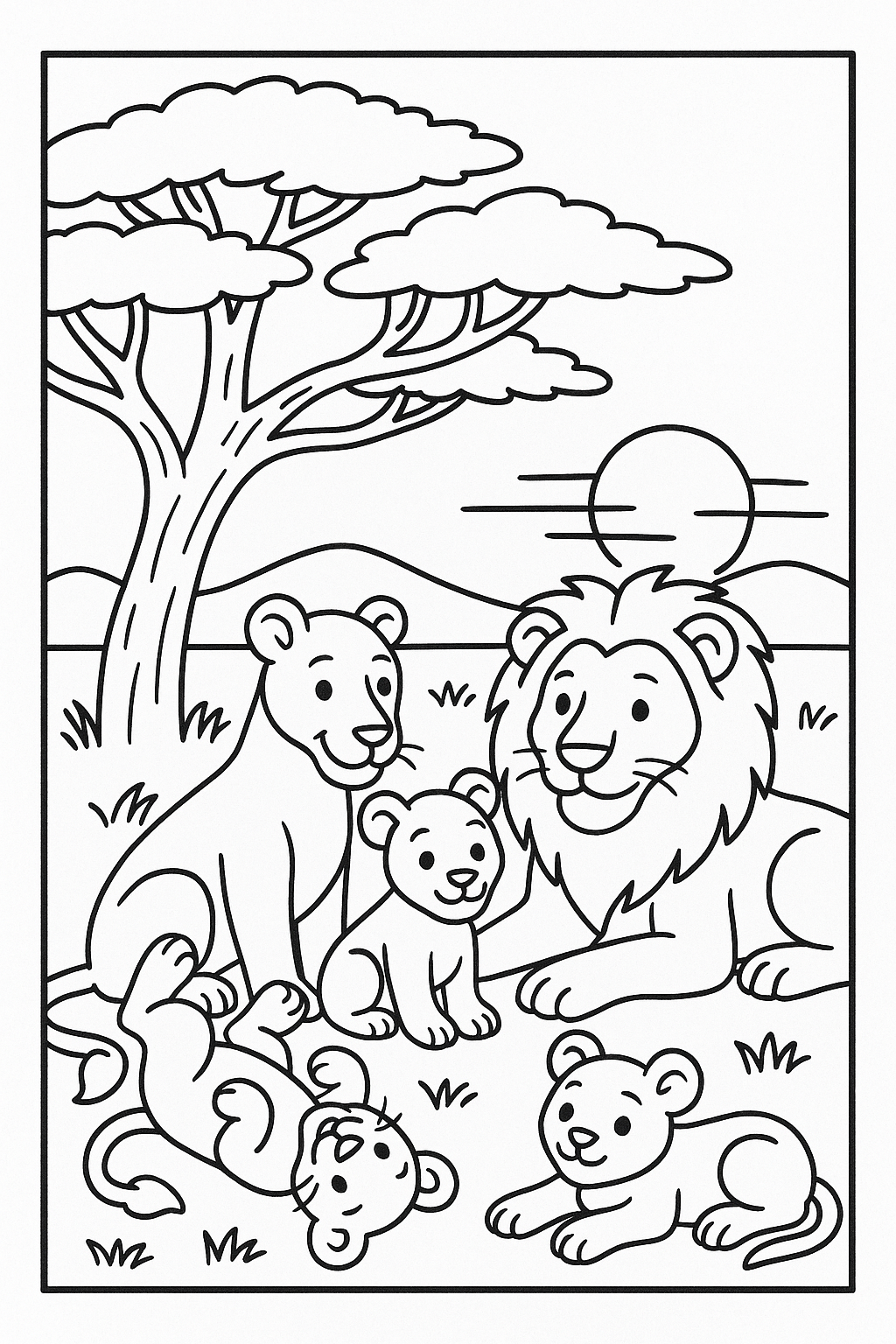 Lion Family Coloring Page - Free Download