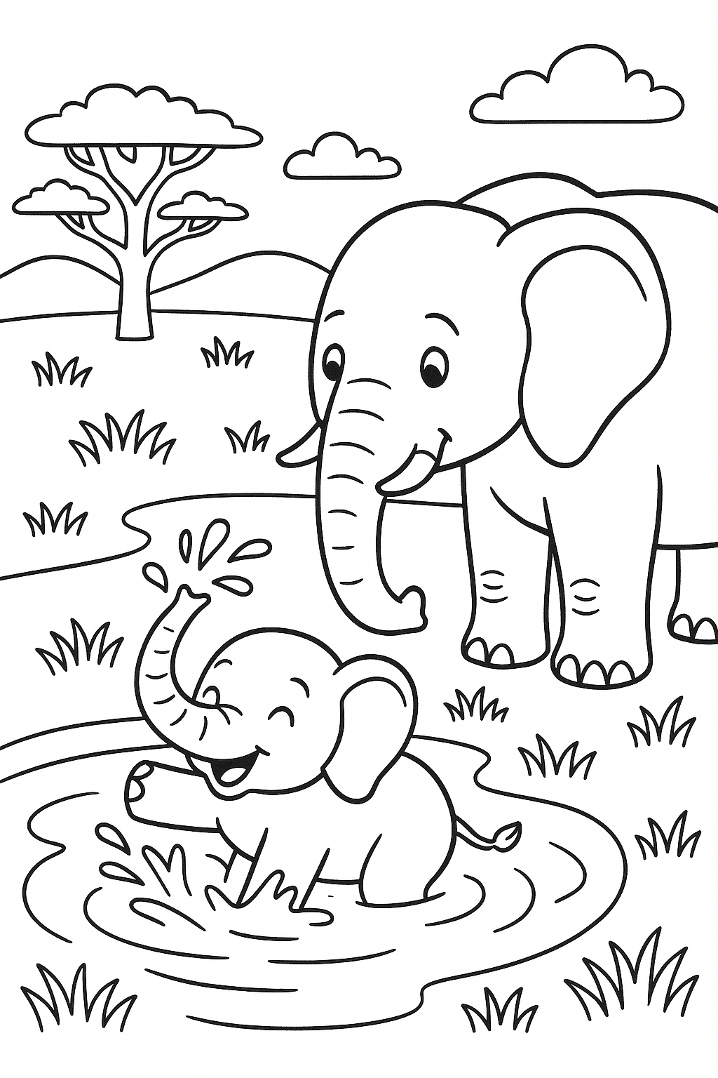 Baby Elephant Coloring Page - Free Download